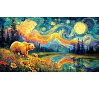 Bear-catching-fish-near-waterfalls Jigsaw Puzzles 1000Pc Educational Game Challenge Recycled Paper Impossible Hard Difficult for Adults and Kids Age 12 Years + 38x52/1000pcs