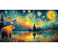 Bear-catching-fish-near-waterfalls Puzzle Game 1000 Pieces Jigsaw Puzzles Impossible Hard Difficult Challenging Recycled Paper for Adults and Kids Age 12 Years Up 70x50/1000pcs