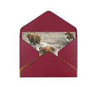 Bear Catching Fish River Blank Cards With Envelopes,Greetings Single Cards With Envelopes,Send To A Close Friend