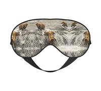 Bear Catching Fish River Eye Mask Sleep Mask for Men & Women Mask for Sleep with Easy Adjustable Strap Night Eye Cover for Travel