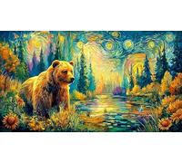 Bear-Catching-Fish-Under-Rainbow Jigsaw Puzzles 1000 Piece Recycled Paper Impossible Hard Difficult Great Gift Idea for Adults Educational Game Challenge 38x52/1000pcs