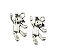 Bear Charms For Scrapbook Ornaments, 19x10mm, Antique Silver Color, 10 Pieces