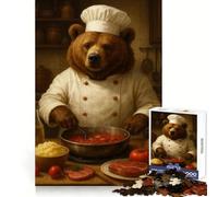 Bear Chef Cooking Tomato Sauce for Adults 1000 Piece Puzzle Mental Skill Gentle Engagement Solid Fit Chic Xmas Gift (38x26cm)
