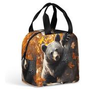 Bear Climbing on A Tree Printed Lunch Bag with Handle Insulated Portable Tote Handbag Meal Lunchbox