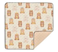 Bear Coffee Cup Large Sturdy Baby Activity Play Mat for Indoor Outdoor Cozy Breathable Tummy Time Activity Mat for Newborns Babies Infants Toddlers, 50'' x 50''