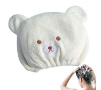Bear Coral Fleece Hair Towel - Super Absorbent Quick-Dry Turban | Soft Elastic Shower Hair Wrap | A Fun Cartoon Design That Is Gentle On Haira And Reduces Drying Time After A Bath Or Swimming