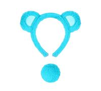 Bear Costume Carnival Bear Costume Ears Headbands Tail Cloud Stickers Carnival Animal Headbands Halloween Fancy Dress Theme Wooden Hair Pin Stick (B, One Size)