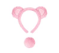 Bear Costume Carnival Bear Costume Ears Headbands Tail Cloud Stickers Carnival Animal Headbands Halloween Fancy Dress Theme Wooden Hair Pin Stick (E, One Size)
