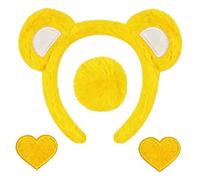 Bear Costume Headband,4Pcs Cute Unisex Outfit with Heart Shaped Brooch,Bear Ears - For New Year Daily Indoor Outdoor Holiday Birthday Home Valentine's Day