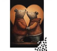 Bear Couple Holding Hands Jigsaw Puzzles Puzzle for Adults Kids. 1000 Piece Impossible Challenge Toy Educational Games Home Decoration for Adults& Kids Age 14 Years Up 70x50cm/1000pcs
