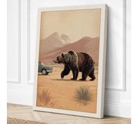 Bear Crossing Desert Vintage Canvas Wall Art Print 18x12 Inch
