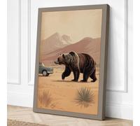 Bear Crossing Desert Vintage Canvas Wall Art Print 18x12 Inch