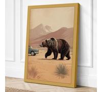 Bear Crossing Desert Vintage Canvas Wall Art Print 24x16 Inch