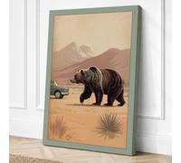 Bear Crossing Desert Vintage Canvas Wall Art Print 30x20 Inch