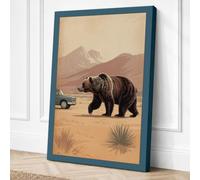 Bear Crossing Desert Vintage Canvas Wall Art Print 30x20 Inch