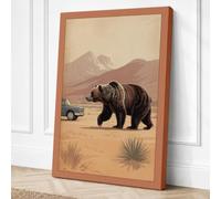 Bear Crossing Desert Vintage Canvas Wall Art Print 36x24 Inch