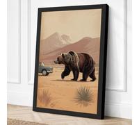 Bear Crossing Desert Vintage Canvas Wall Art Print 36x24 Inch