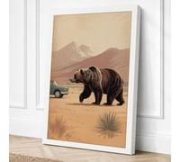 Bear Crossing Desert Vintage Canvas Wall Art Print 36x24 Inch