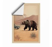 Bear Crossing Desert Vintage Unframed Wall Art Print A4 (29.7×21cm), Wall Decor for Living Room, Bedroom, Office & Home, Art Gift