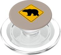 Bear Crossing Road Sign Grizzly Classic Minimalist Graphic PopSockets PopGrip for MagSafe