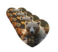 Bear Crossing The River 4 Pcs Car Air Freshener Lavender Hanging Scented Cards Automotive Scented Hanging Sheets Heart Shape For Car Home Office Closet Bathroom