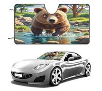 Bear Crossing The River Cartoon Car Windshield Sun Shade Thickened Automotive Glass Sunshade Foldable Sun Shade Keeps Your Vehicle Cool Universal Windshield Cover for Car Trucks SUV