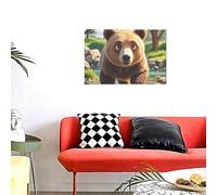 Bear Crossing The River Cartoon Wall Art Posters Modern Prints Painting Framed Pictures Artwork Decoration For Living Room Kitchen Bathroom Office Ready To Hang 12x18in