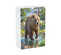 Bear Crossing The River Cigarette Case Stylish Lightweight Pocket Holder Case for Smoke Waterproof Cigarette Dispenser Cigarettes Accessories for Outdoor Camping Hiking