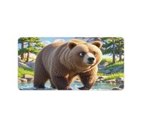 Bear Crossing The River Desk Pad Protector Large Waterproof Desk Mat Blotter Non-Slip Rubber Base Multifunctional Mouse Keyboard Gaming Pad Big Computer Mat for Home Office