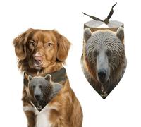 Bear Crossing The River Dog Bandanas Soft Cute Triangle Larges Scarfs for Pets Kerchief Print Pet Handkerchiefs for Small Medium Large Dogs Puppy Cats