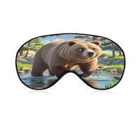 Bear Crossing The River Eye Mask Sleep Mask for Side Sleeper Women Men Pressure-Free & Light Block-Out Blindfold Soft Comfortable Eye Covers Breathable Blindfold Adjustable