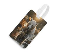 Bear Crossing The River Luggage Tags for Suitcases Cute Suitcase Tag Privacy Cover ID Identifier Unique Name Tags for Travel Baggage Essentials Fashion Tag, White-style, One Size