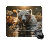 Bear Crossing The River Mouse Pad Square Laptop Mouse Mat Cute Computer Mousepad Keyboard Pad Non-Slip Desk Pads for Gaming Office Work Home 25 * 30cm