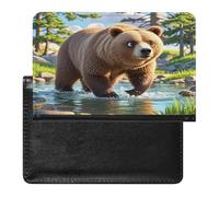 Bear Crossing The River Passport Holder with Card Slots Portable Passport Cover Compact Waterproof Passports Protector