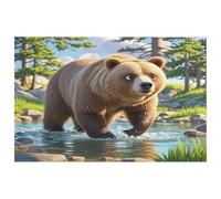 Bear Crossing The River Rug Non-Slip Low Pile Throw Rug Soft Area Rugs Washable Door Mat Easy Clean Floor Carpet Indoor Decor Carpet Rubber Backed Throw Rugs Entryway Mat