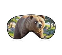 Bear Crossing The River Sleep Mask Light Blocking Eye Cover Polyester Eye Mask with Elastic Strap Blindfold for Side Sleeper Sleeping Masks Face Hugging for Women Men Travel