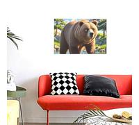 Bear Crossing The River Wall Art Posters Modern Prints Painting Framed Pictures Artwork Decoration For Living Room Kitchen Bathroom Office Ready To Hang 12x18in