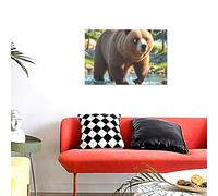 Bear Crossing The River Wall Art Posters Modern Prints Painting Framed Pictures Artwork Decoration For Living Room Kitchen Bathroom Office Ready To Hang 12x18in