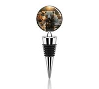 Bear Crossing The River Wine Stoppers Reusable Wine Bottle Stopper Decorative Champagne Stoppers Silicone Beverage Bottle Sealer Keep Fresh, Leakproof Wines Saver for Bar Party Decor