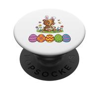 Bear Cub Easter Bunny Painting Eggs Funny For Toddler Kid PopSockets Adhesive PopGrip