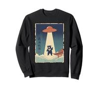 Bear Cub Taken by UFO Vintage Japanese Ukiyo e Art Sweatshirt