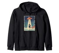 Bear Cub Taken by UFO Vintage Japanese Ukiyo e Art Zip Hoodie