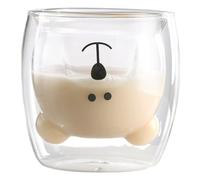 Bear Cup, 280ml Insulated Double Wall Glass Coffee Mugs, Clear Coffee Cups for Latte, Cappuccino, Tea, Beverage, Birthday Valentine's Day Gifts Kitchen.