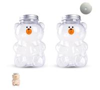 Bear Cup Straw, Bear-Shaped Storage Jar, Transparent Thickened Plastic, Odorless, Suitable for Juice, Coffee, Milk, Cocktails, and Other Drinks (Perforated)