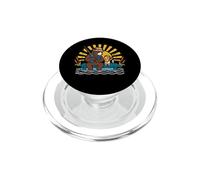 Bear Dad Cub Fishing Dock Sunrise Father's Day Cartoon Art PopSockets PopGrip for MagSafe