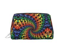 Bear Dancing Tie Dye Leather Toiletry Organizer Bag, Travel-Friendly Makeup Pouch for Women