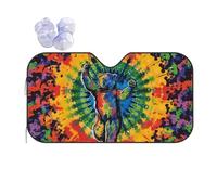 Bear Dancing Tie Dye Print Car Windshield Sun Shade, Foldable Foil Sun Shade Car Windshield Cover All Weather Universal Fit Auto Car Trunk SUV, 140x76 CM
