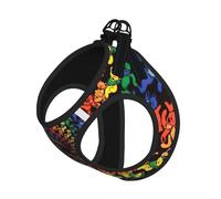 Bear Dancing Tie Dye Print Dog Harness and Leash Set,Breathable Adjustable Escape Proof Vest for Cats Dogs