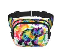 Bear Dancing Tie Dye print Fanny Pack Purse with Adjustable Strap Square Double Layer Waist Bag Belt Unisex Everywhere
