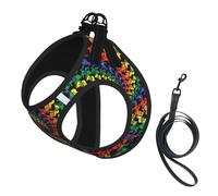 Bear Dancing Tie Dye Print Pet Leash Vest For Small Dogs Cats, Adjustable Pet Harness Vest, Outdoor Walking Hiking